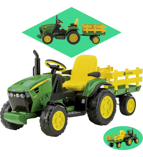 Peg Perego John Deere Ground Force Trator Infantil Elétrico cor verde/amarelo 127V