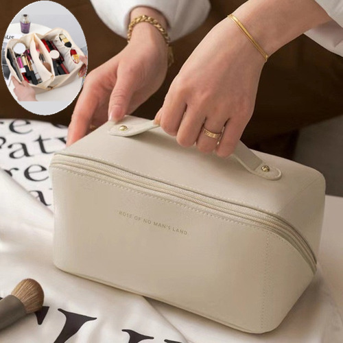 Necessaire Feminina Maquiagem Viagem Bolsa Organizador Couro