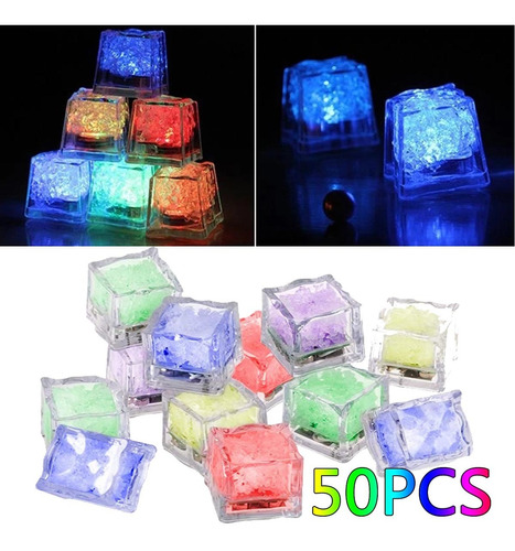 50pcs Coloridos Cubos De Hielo Led Luz De Neón Flash Luminos