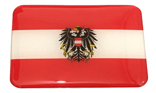 Adesivo Resinado Da Bandeira Da Áustria Com Brasão 9x6 Cm