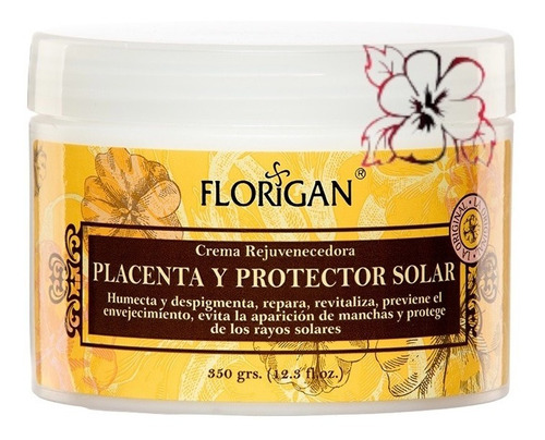 Crema Rejuvenecedora Placenta Y Protector Solar 350grs.