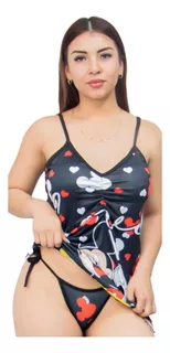 Bata Con Tanga Sexy Pijama Baby Doll Dama Mujer Mickey Mouse