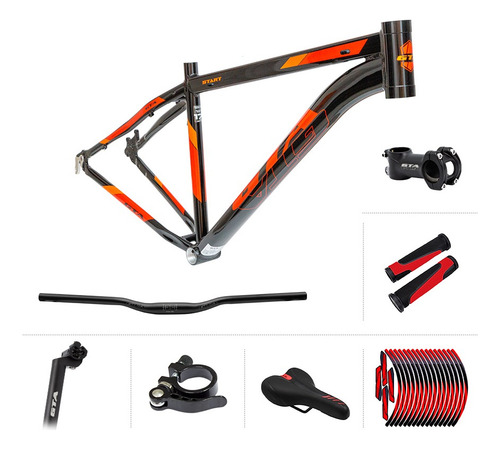 Quadro Aro 29 Gta Alumínio Cabeamento Interno N19 Kit Peças Cor Preto Com Vermelho Tamanho Del Quadro 19