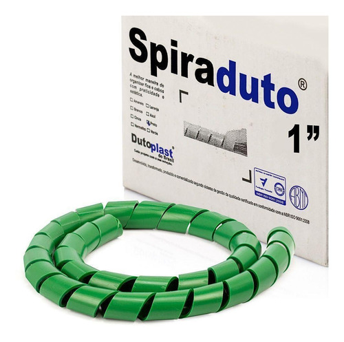 Organizador Fios E Cabos Spiraduto De 1 Verde - 1 Mt