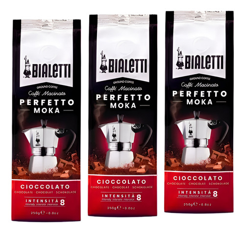 Pack X3 Café Bialetti Molido Moka Saborizado Chocolate