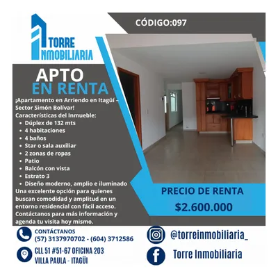 Apartamento en arriendo