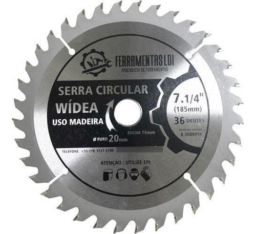 Disco Serra Circular 7 1/4 36dentes Madeira 180mm Profission