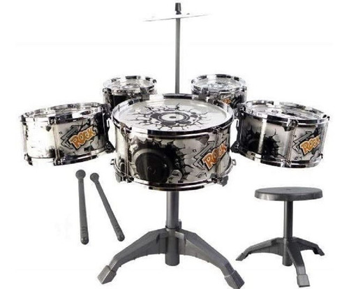 Bateria Infantil Rock Party Com Banquinho Banqueta
