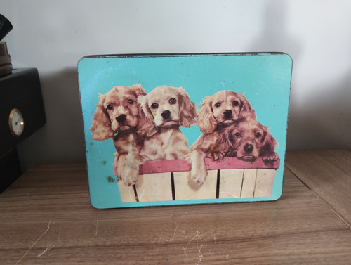 Caixa Lata De Biscoitos Antiga Duchen Decorada Cachorrinhos (Usado)