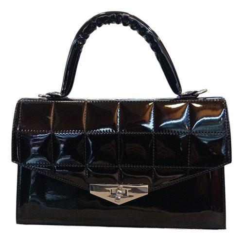 Cartera De Mano Kayne Corazón Charol Bordó Negro Charol Níquel Negro