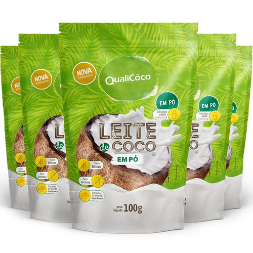 Kit 5 Leite De Coco Em Pó 100g Qualicôco