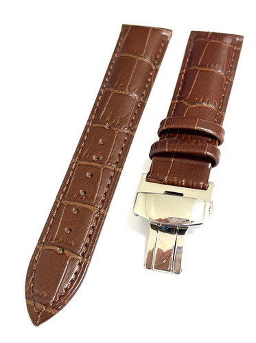Pulseira Relógio Couro 20mm Com Fecho Deployant Inox