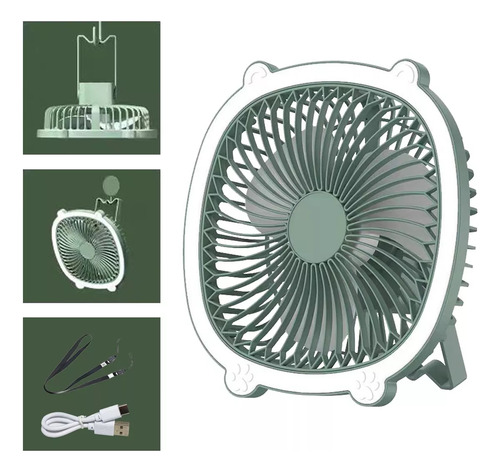 Ventilador Portátil Mesa Escritorio Recargable Con Luz 3aspa