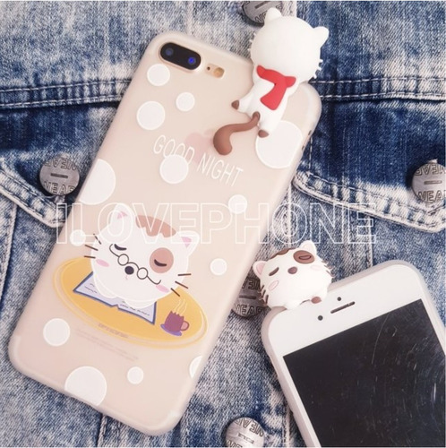 Funda Conejo Gatito Con Pequeño Muñeco 3d Para iPhone