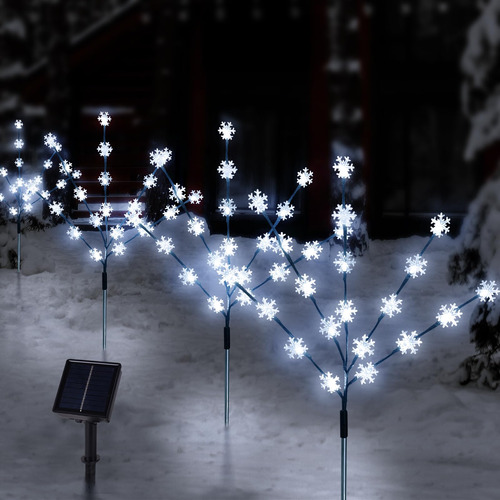 Luz Solar Navidad Para Camino 4 Artificial Copo Nieve Patio