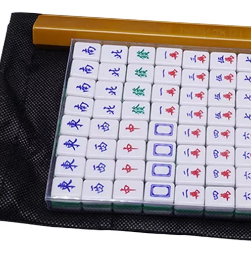 DFJU Jogos Mahjong chinês tradicional Mahjong conjunto doméstico grande  laranja Mahjong cartas festa Lazer jogo de abuleiro 144 cartas Mahjong com  bolsa festa estilo retro