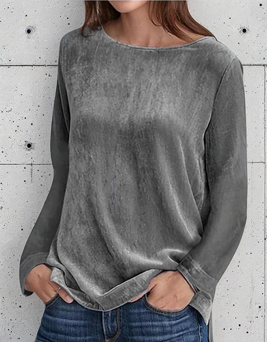 Blusa Tipo Camisa De Manga Larga Y Lisa Para Mujer