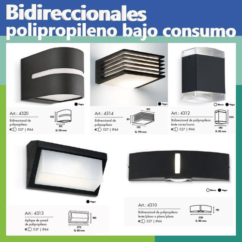 Imagen 6 de 10 de Aplique Pared Led Bidireccional 2 Foco E27-4310 Exterior