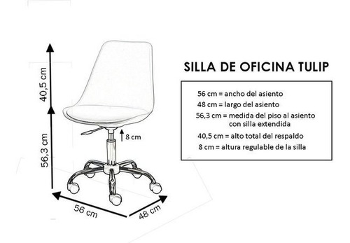 Imagen 2 de 5 de Silla De Oficina Escritorio Tulip Blanca Regulable Tapizada