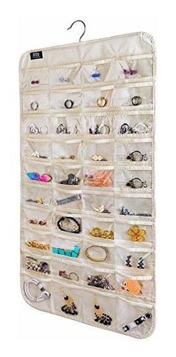 Organizador De 80 Bolsillos Para Guardar Joyas Color Beige