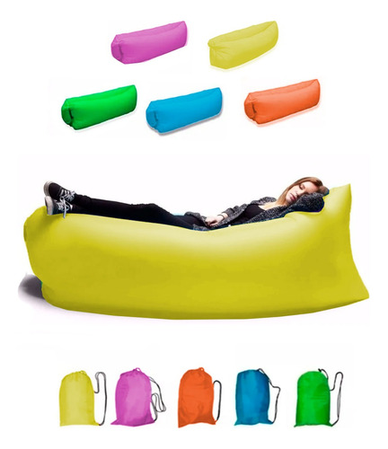 Sillón Puff Colchon Inflable Playa Pileta Camping + Bolso