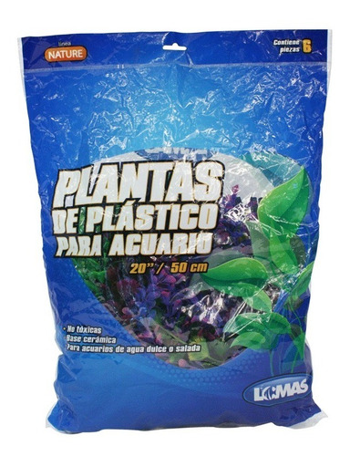6 Plantas Plástico Decoración Acuario 50cm Surtidas Lomas