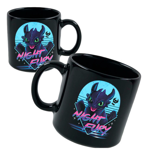 Taza Cerámica Chimuelo Furia Cómo Entrenar A Tu Dragón 325ml Negro Furia Nocturna