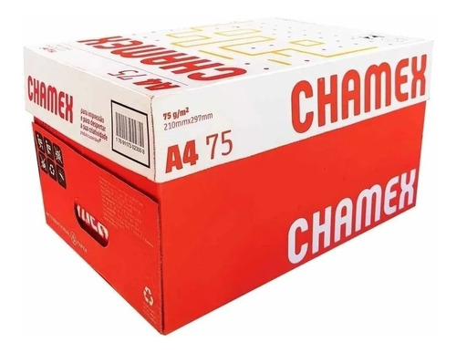 Papel Sulfite Chamex A4 75g Caixa 5 Pacotes - 2500 Folhas Cor Branco