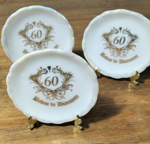 Imagem 3 de 4 de Kit Lembrancinha 5 Pratinhos Bodas Diamante 60 Anos 2 Linha