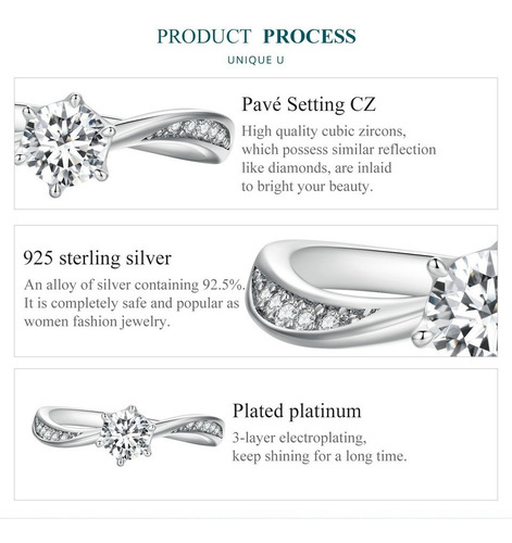 Anillo Compromiso Para Mujer Zircones Fabricado En Plata 925