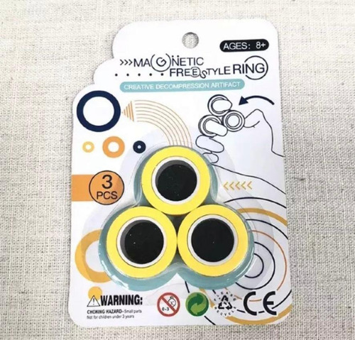 Anel Magnético Spinner Fidget Unzip Amarelo Toy Antistress