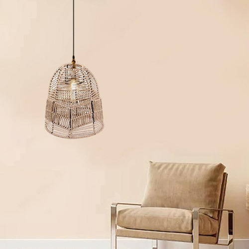 Lámpara Colgante De Mimbre Y Ratán De Estilo Retro A*gift, 3