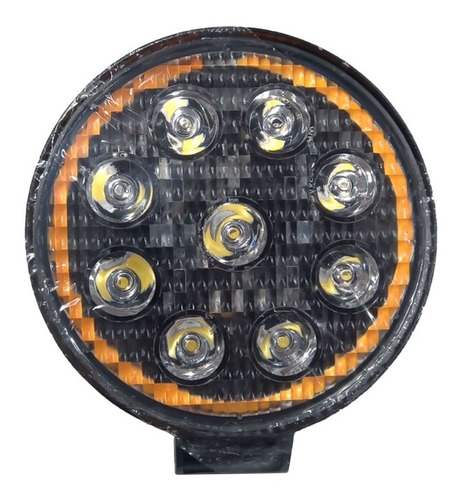 Faro Led Neblinero 9 Led 27w Aureola Ámbar 12/24v Auto Moto 