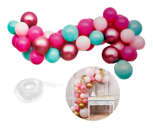 Set X47 Globos Latex Arco Orgánico + Cinta Para Arco 5mts