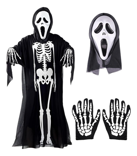 Ghostface Disfraz Para Adulto Con Máscara Guantes Halloween