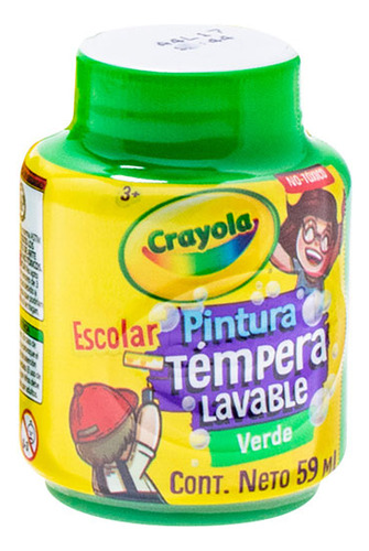 Pintura Escolar Tempera Lavable Marca Crayola 59ml Verde