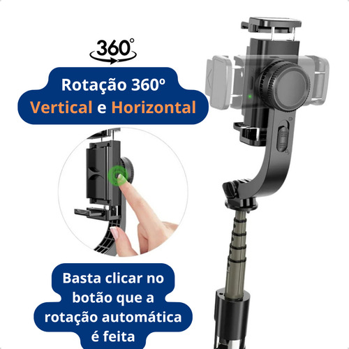 Gimbal Estabilizador Imagem Celular Pau De Selfie Bluetooth Cor Preto