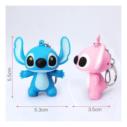 Chaveiro Stitch Figure com luz LED e som rosa