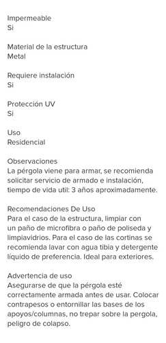 Pérgola Con Cortinas 3 Mt X 4 Mt Envío A Nivel Nacional