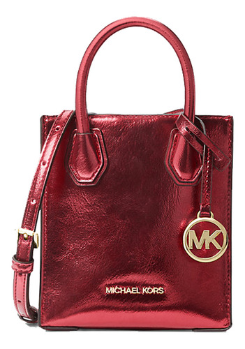 Bolsa Michael Kors Original Charol Rojo Mercer Xs Patent Acabado de los herrajes Dorado Diseño de la tela Liso