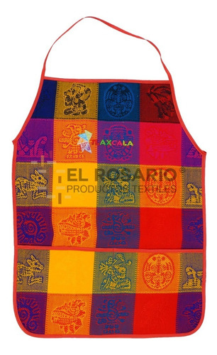 Mandil Artesanal Mexicano - Bordado Personalizado (24 Pack) Color Cholula Diseño De La Tela Prehispanica