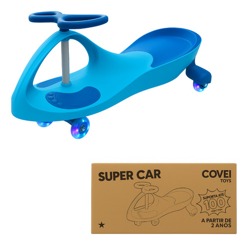 Carrinho Infantil Triciclo Super Car Rolimã Rodas Com Led Cor Azul Suporta 100kg - Covei Toys