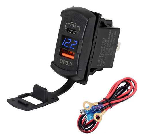 Swtchtec Qc 3.0 Usb Tipo Rocker Switch Style Charger Azul Rv