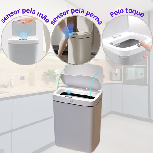 Lixeira Automática Com Sensor Inteligente Usb 14 Litros