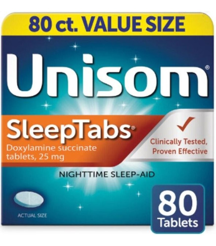 Unisom Sleeptabs, Nocturno, Auxiliar De Sueno, 80 Tabletas