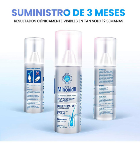 Imagen 4 de 7 de Minoxidil 5% Foam / Espuma 3 Meses Máxima Absorción