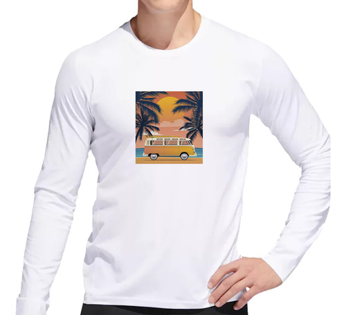 Remera Hombre Ml Vehiculos Camioneta Retro Palmera Playa