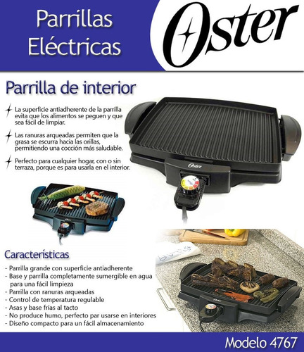 Parrillera Electrica Para Interiores Oster 4767.