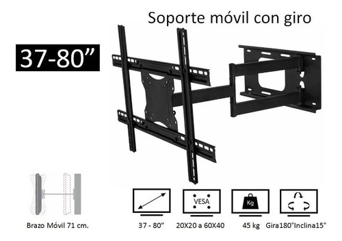 Soporte Móvil Tv 42 A 80 Pulgadas