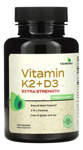 Vitamina K2 + D3 Huesos Corazón Fuerte 120caps +concentrado Sabor Sin sabor